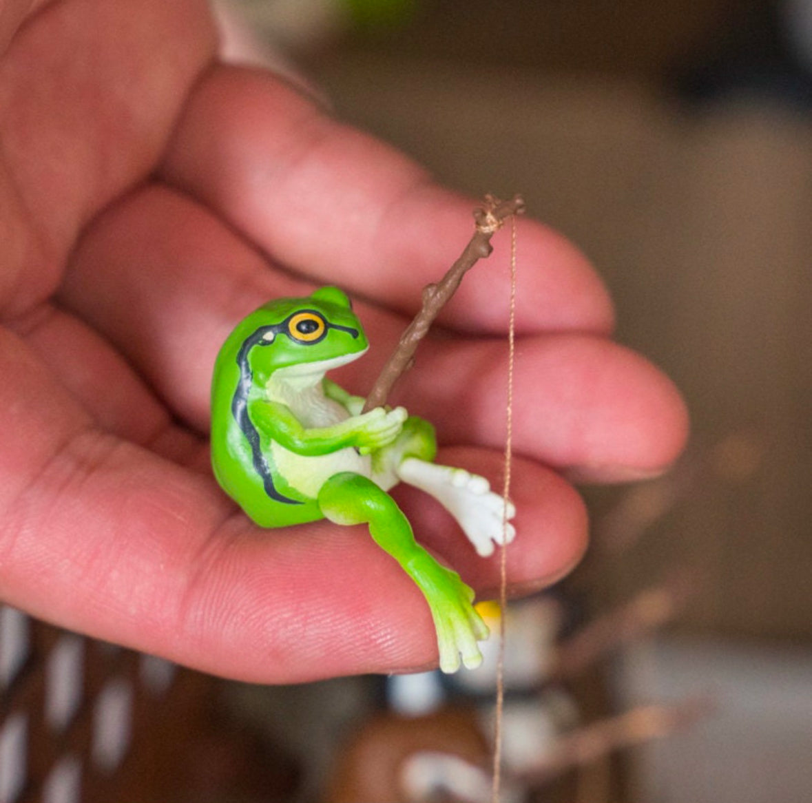 fishing frog ornament