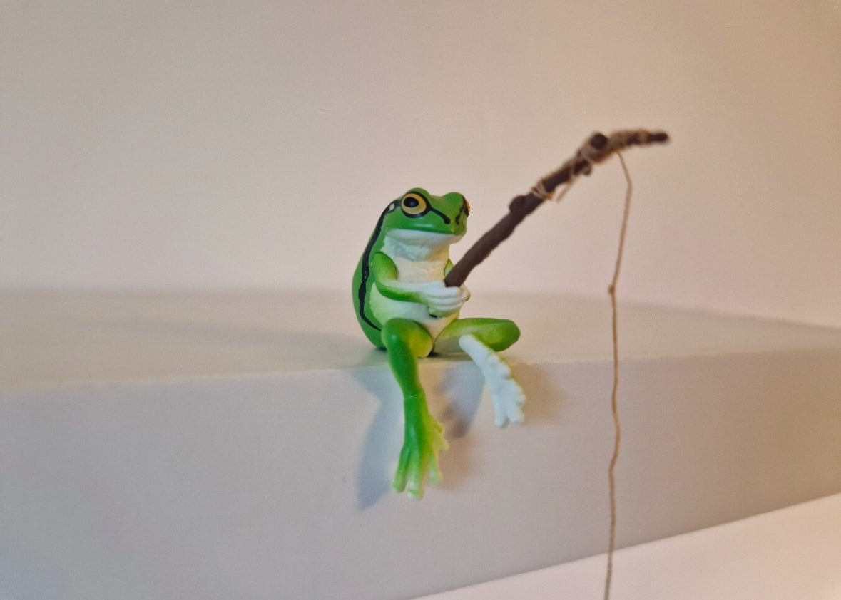 fishing frog ornament
