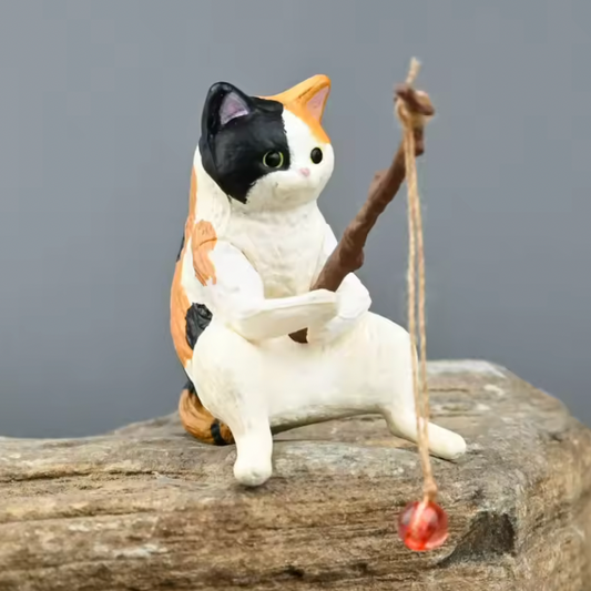 Japanese Gashapon Orange, Black and White Fishing Kitty Cat π¬π§ UK delivery ONLY