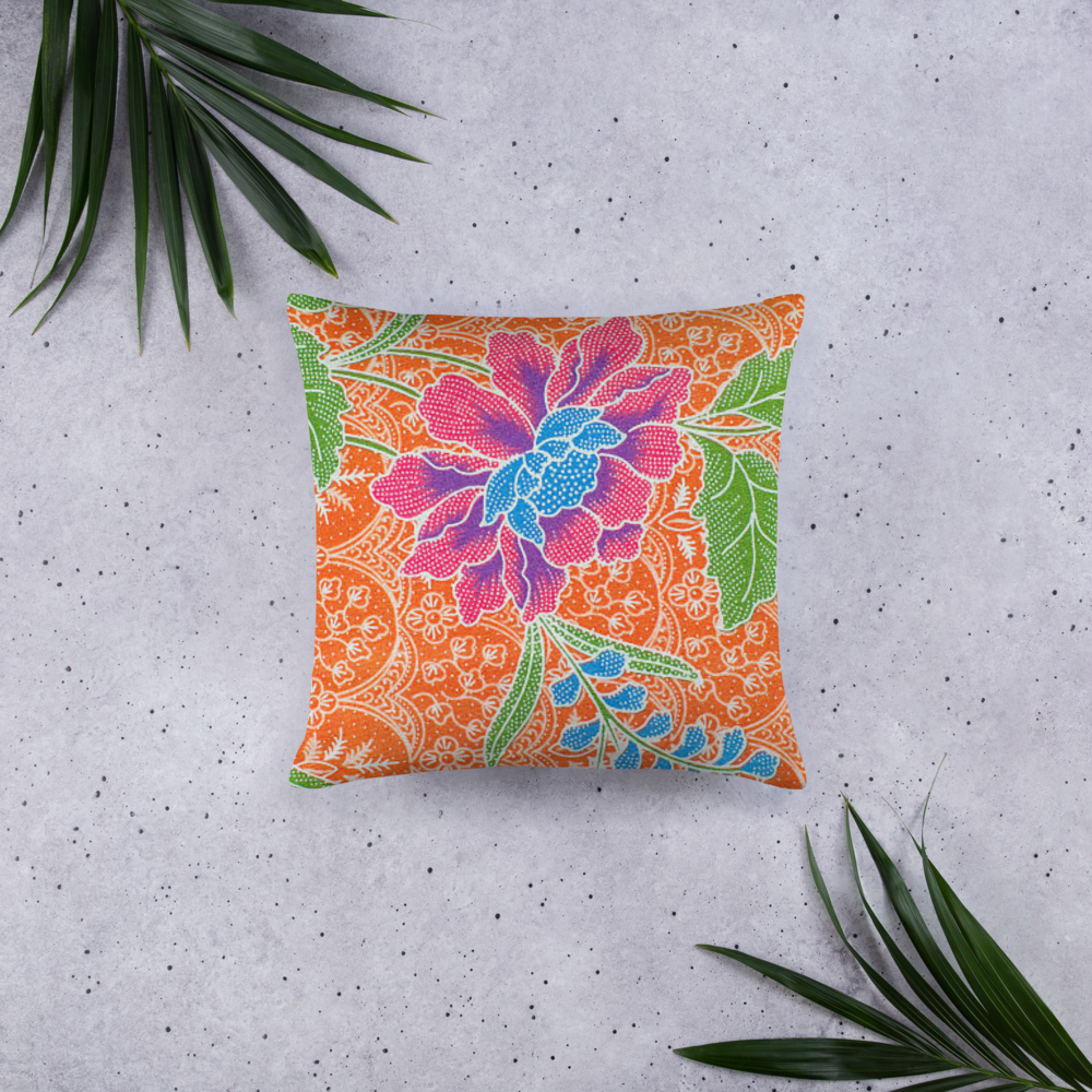 Malaysian Orange Batik Cushion – Daft Panda
