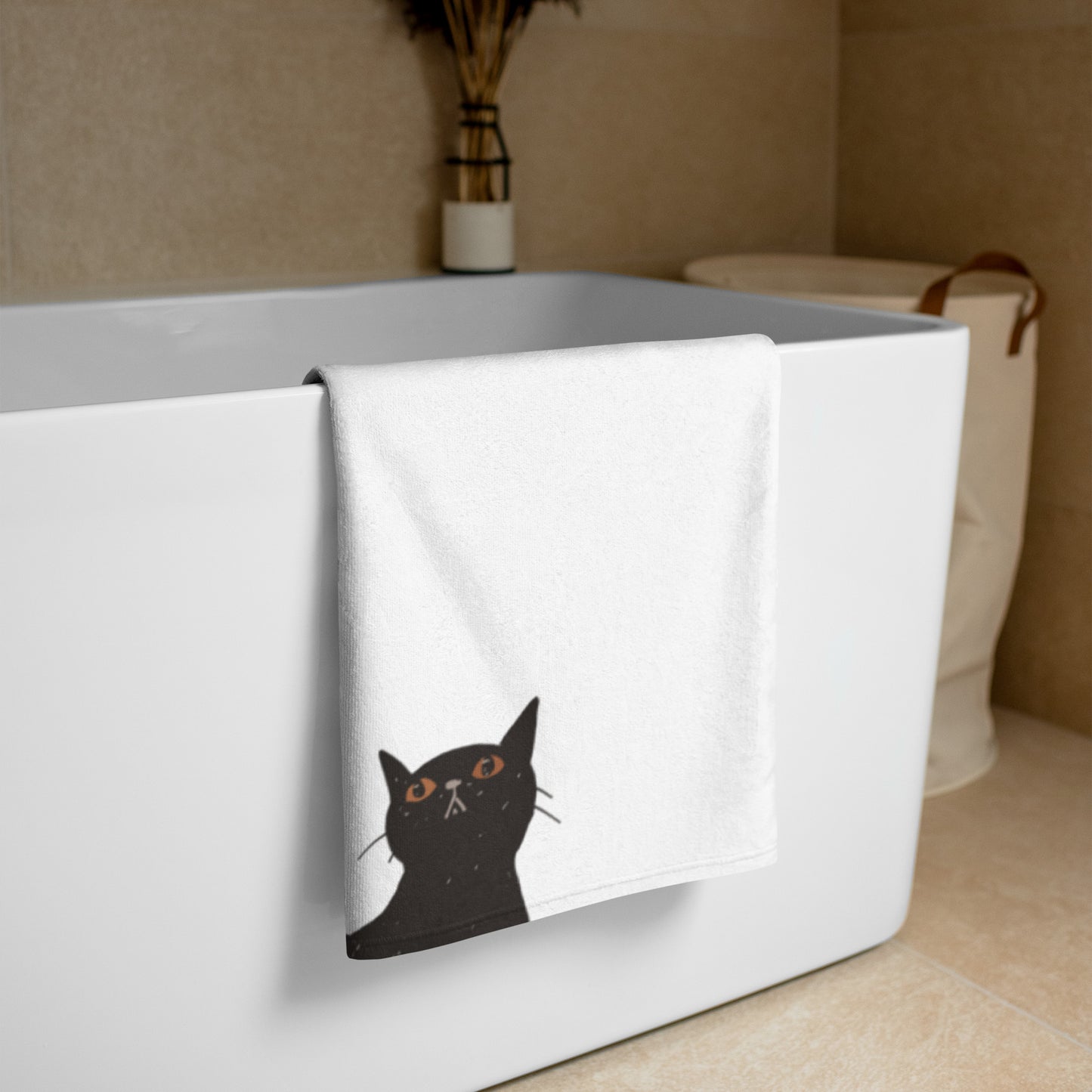 Japanese Black Kitty Cat Towel 🐾🖤