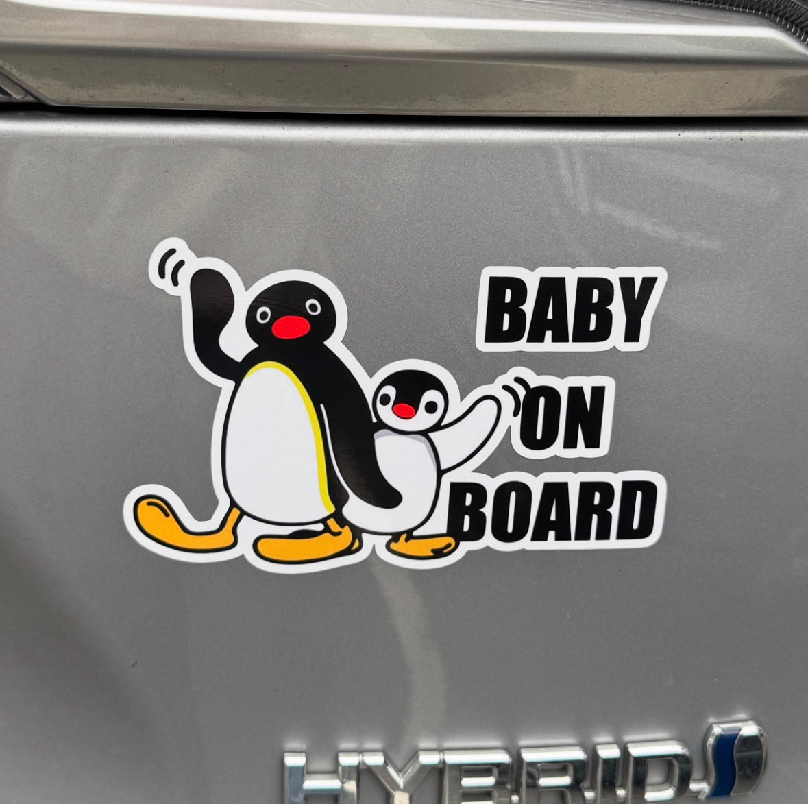 💛 Baby on Board – Waving Pingu Sticker Edition 🐧