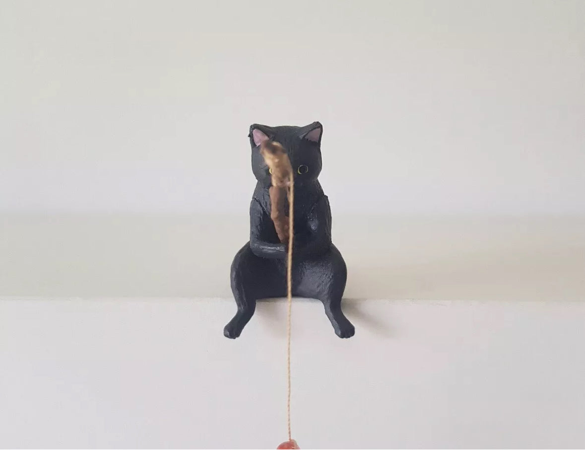 Japanese Gashapon Black Fishing Kitty Cat  🇬🇧 UK delivery ONLY