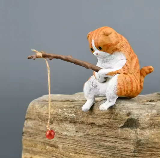 Japanese Gashapon Cute Orange Fishing Kitty Cat 🇬🇧 UK delivery ONLY